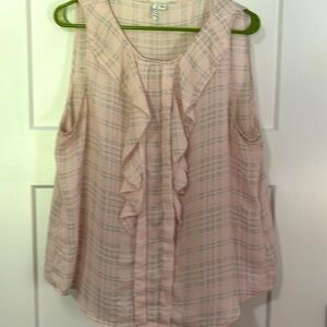 Elle XL pink and grey plaid sleeveless top
